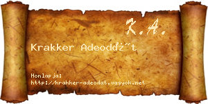 Krakker Adeodát névjegykártya